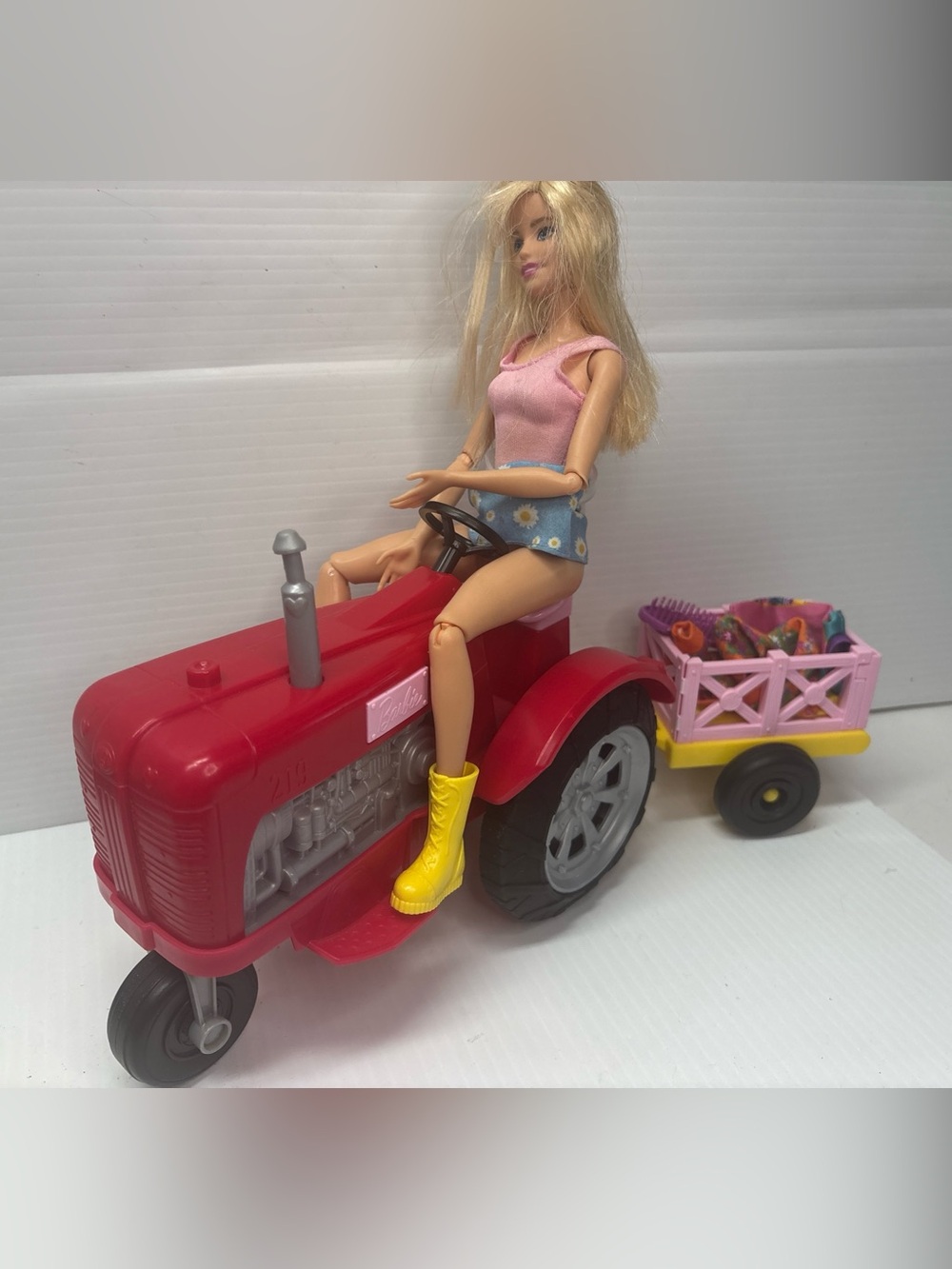 Barbie Farmer Doll and Red Tractor Trailer Playset FRM18